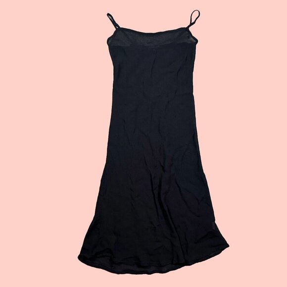 Tessuto Sheer Black Sheath Midi Dress Women's Size 6 - Goth / Minimalist / Chic - Picture 1 of 7